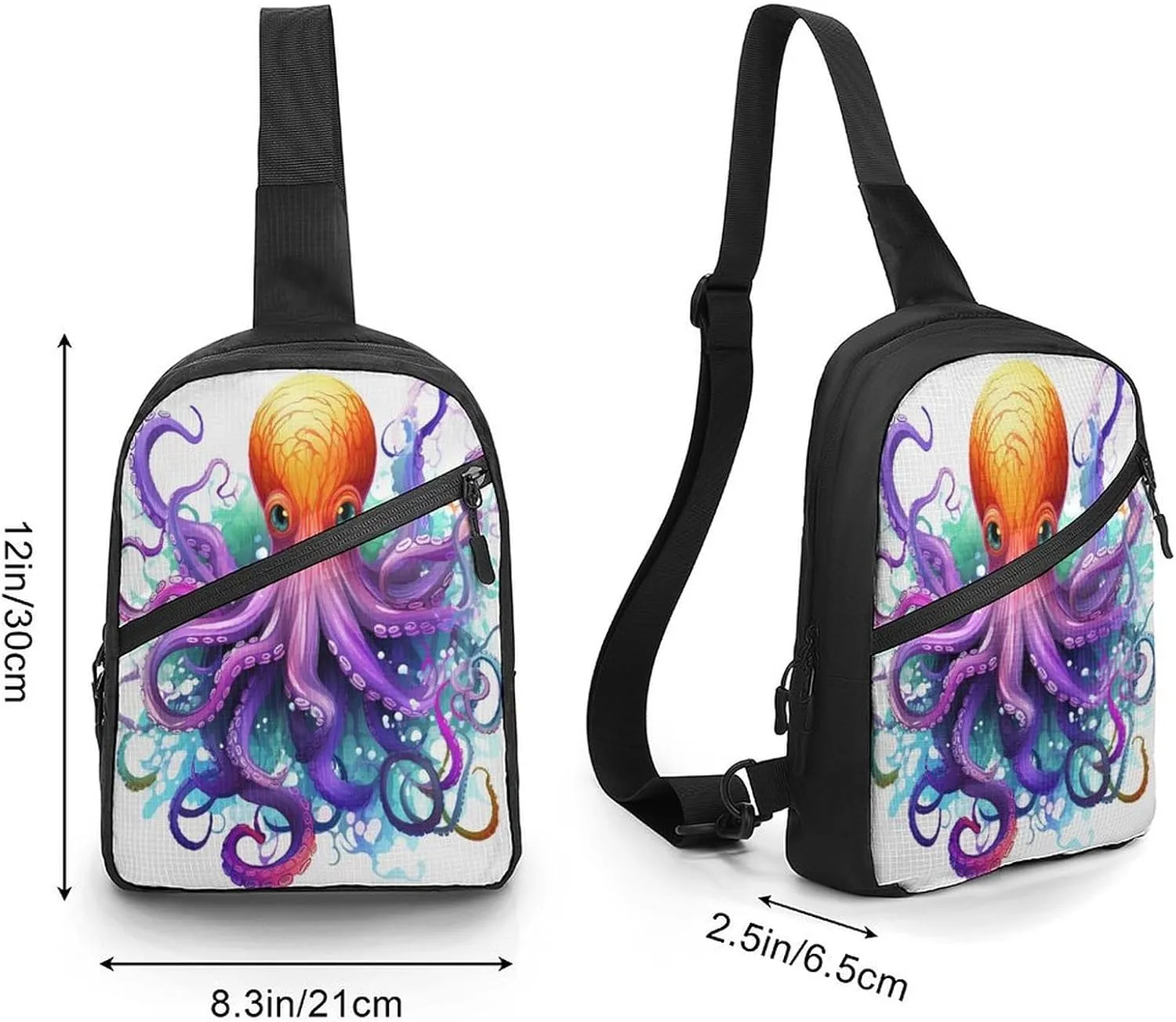 Small Sling Chest Bag Crossbody Bag for Men Women,Colorful Octopus Lightweight Gym Daypack for Travel Cycling Hiking