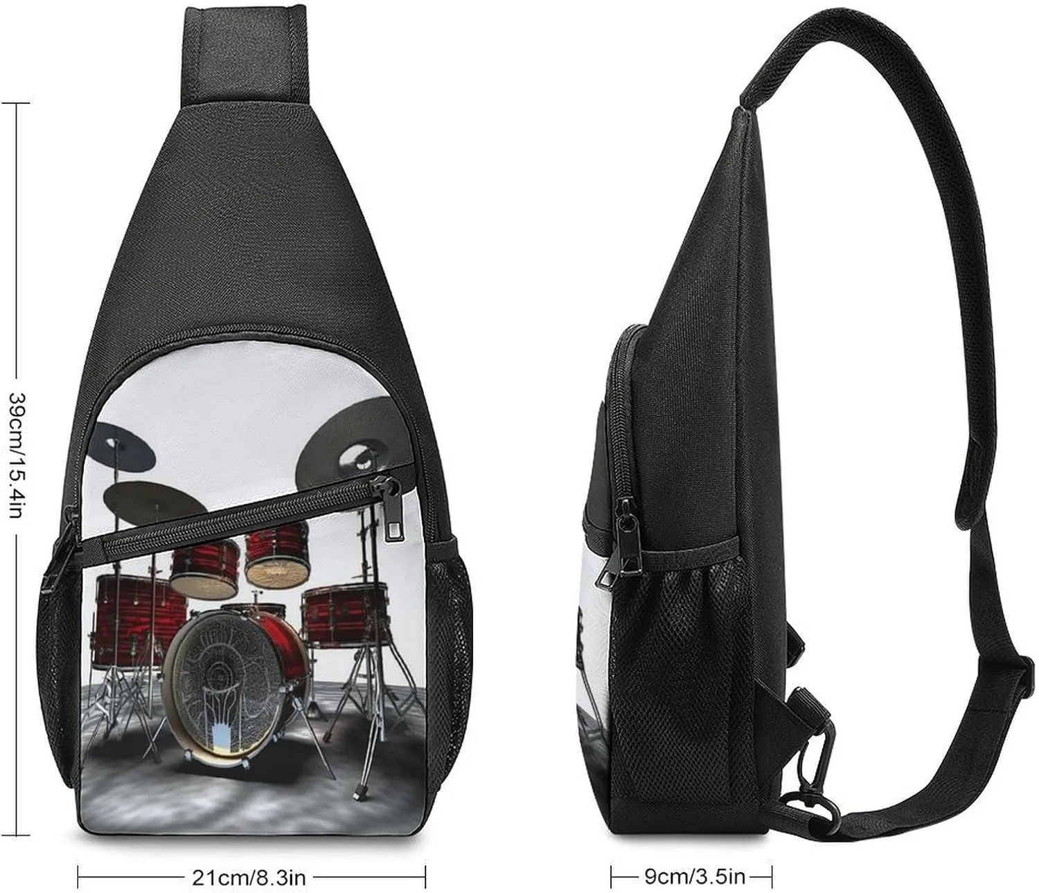 Small Sling Chest Bag Crossbody Bag for Men Women,Cool Drum Set Lightweight Gym Daypack for Travel Cycling Hiking