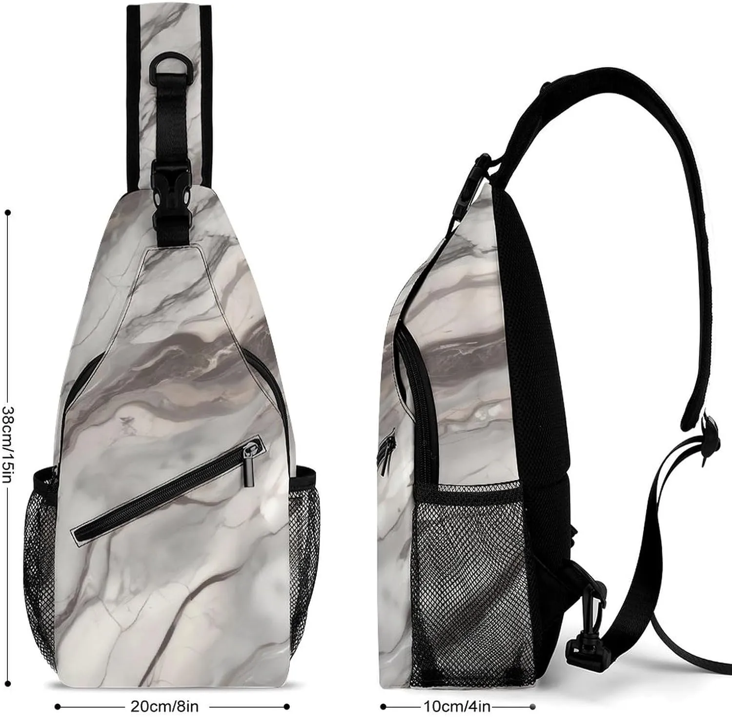 Small Sling Chest Bag Crossbody Bag for Men Women,Marble Lightweight Gym Daypack for Travel Cycling Hiking