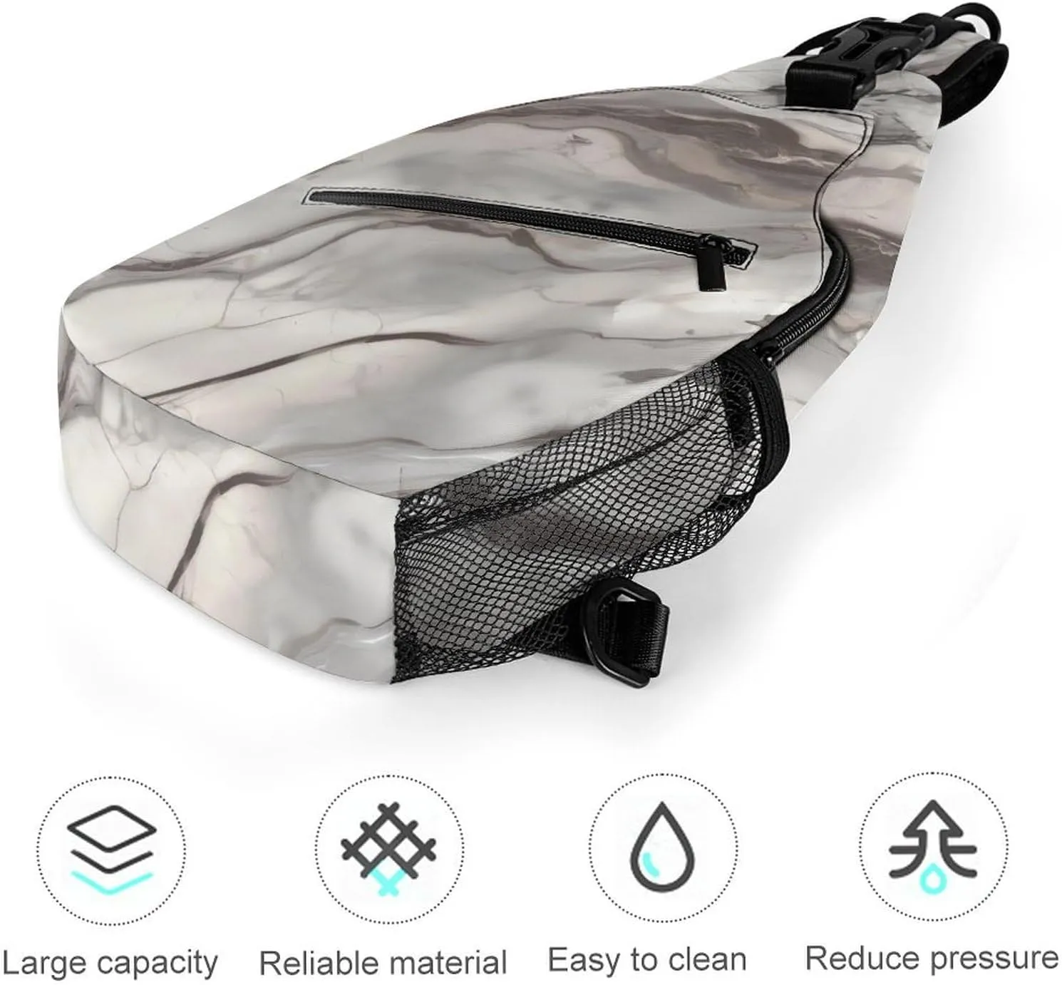 Small Sling Chest Bag Crossbody Bag for Men Women,Marble Lightweight Gym Daypack for Travel Cycling Hiking