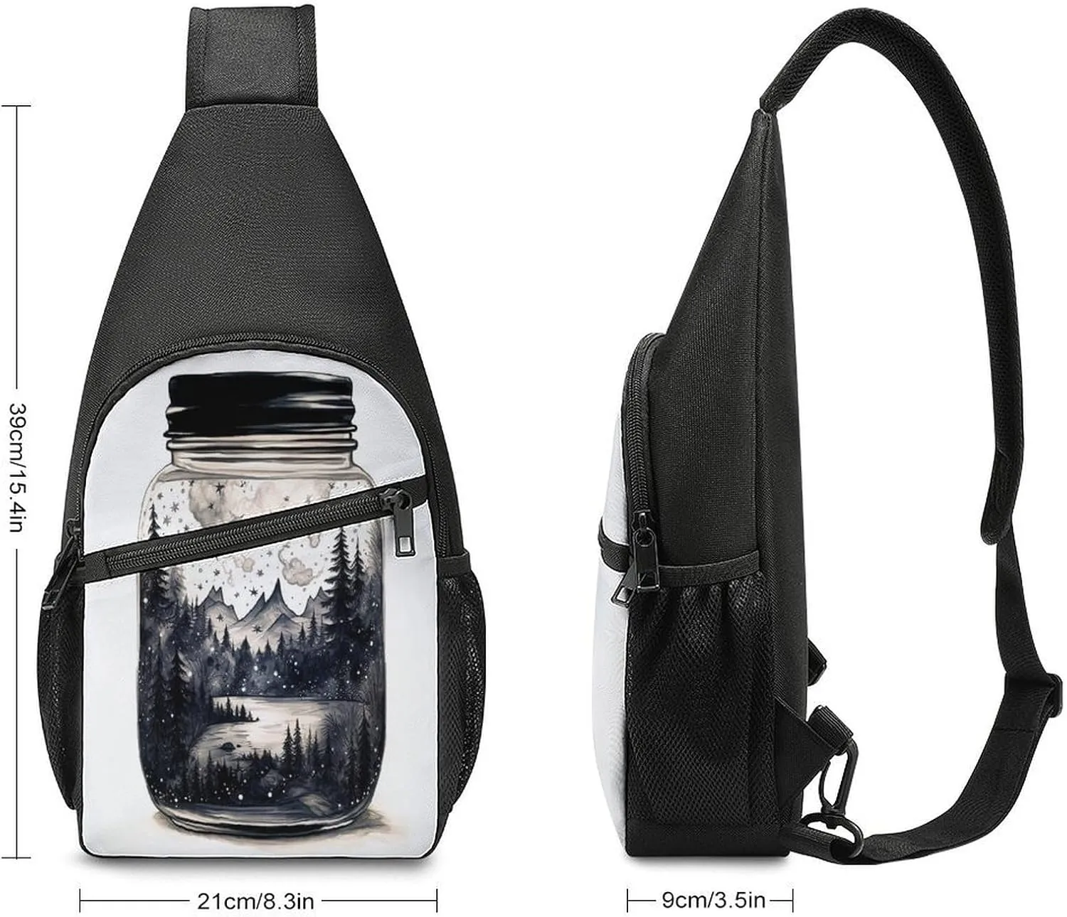 Small Sling Chest Bag Crossbody Bag for Men Women,Scenery in A Jar Lightweight Gym Daypack for Travel Cycling Hiking