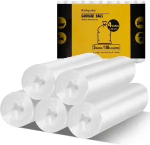 Small Trash Bags 4 Gallon, Flexible & Durable Small Garbage Bags, Unscented & Easy Tearing Bathroom Trash Bag for Kitchen, Bathroom, Bedroom, Office, Transparent, 330Counts, 0.3Mil