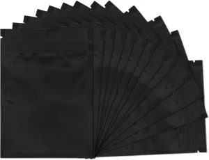 Smell Proof Bags 100 Pack 5.5 x 7.8 Inch Resealable Mylar Bags Foil Pouch Flat Bag with Clear Window Black
