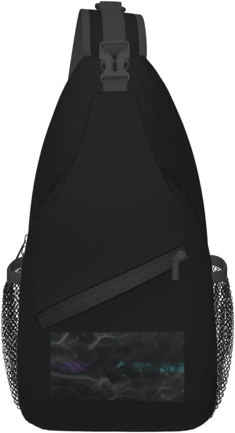 Smoke Style Thin Purple-Teal Line Flag Crossbody Bags For Women Men Chest Backpack Gym Shoulder Bag Travel Outdoor Sports Casual Crossbody Bags