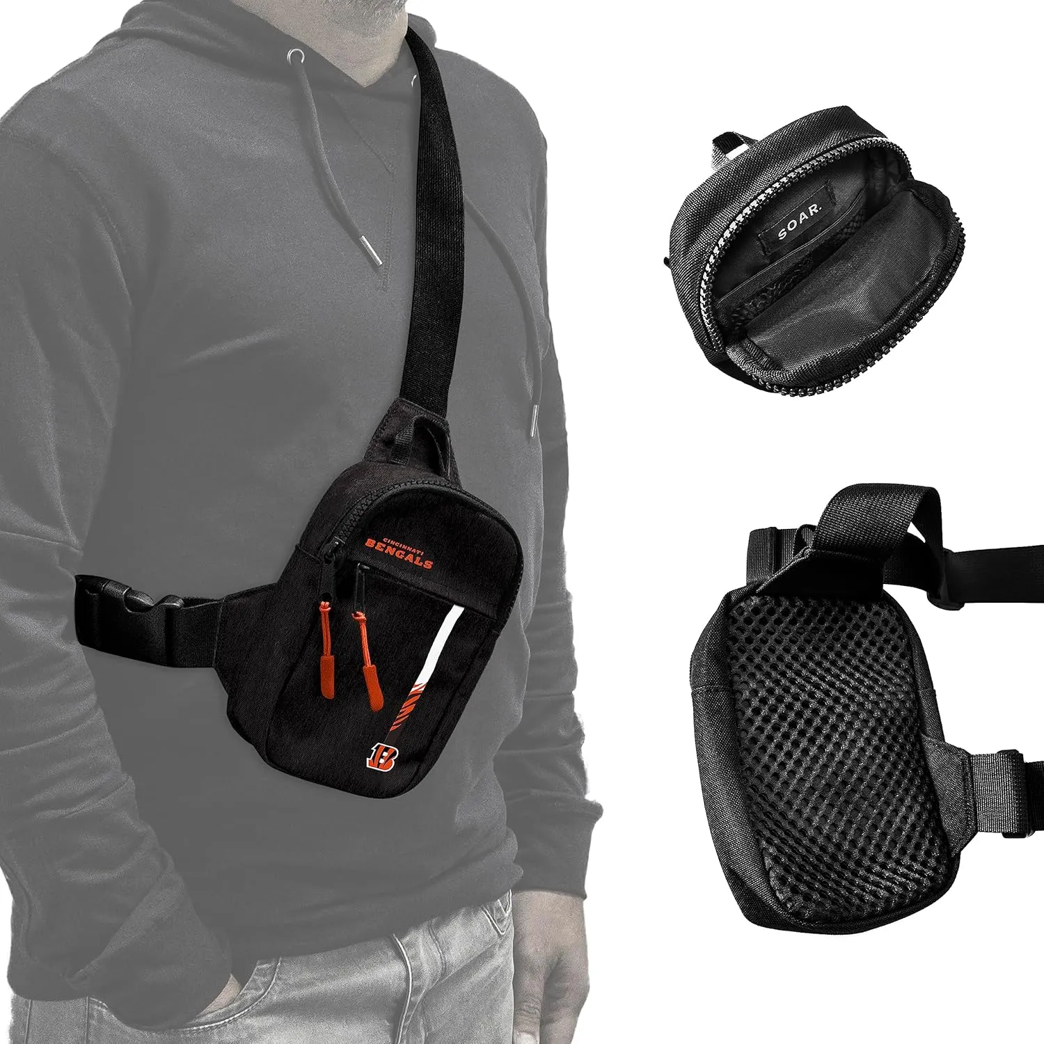 SOAR Unisex Crossbody Tech Adjustable Strap Travel Backpack Officially Licensed NFL, Mini Sling Bag
