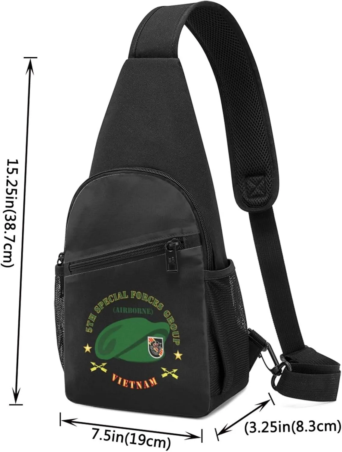 SOF 5th Special Forces Group Airborne Beret Vietnam Sling Bag Crossbody Backpack Shoulder Casual Daypack Bags for Men