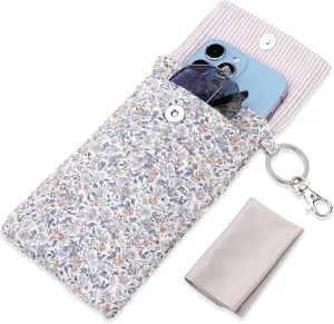 Soft Glasses Case Double Eyeglass Case Sunglasses Travel Pouch for Women Men with Key Chain