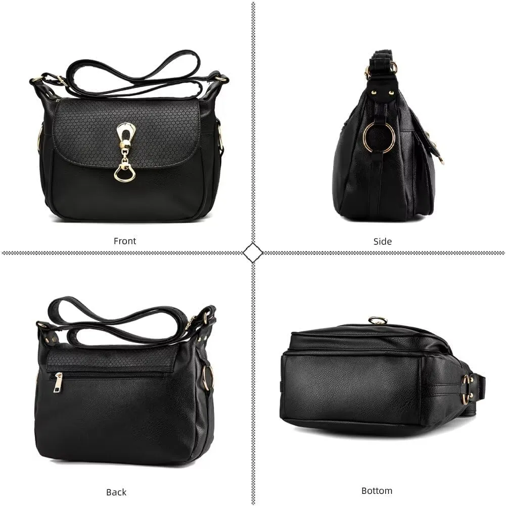Soft Vegan Leather Purse for Women Multi Pocket Tote Crossbody Handbag Hobo Shoulder Bag for Work Travel Pocketbook