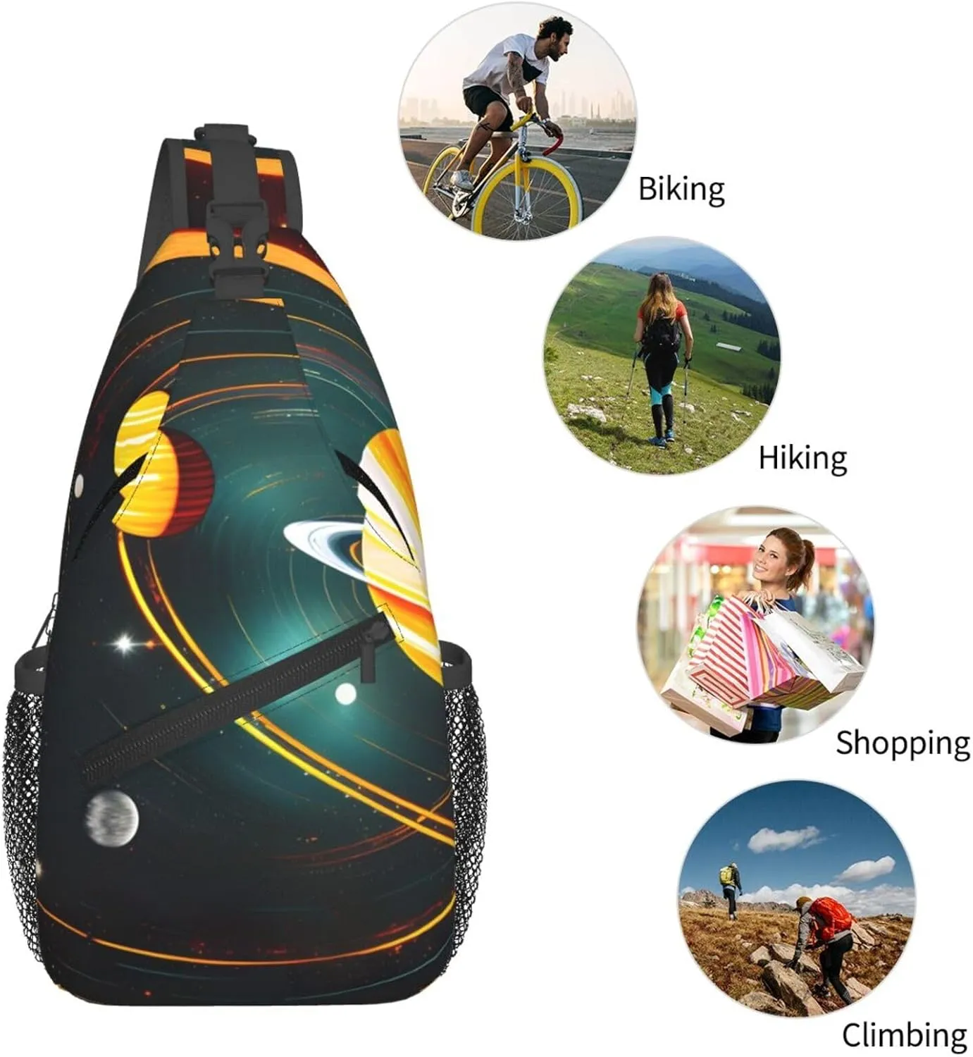 Solar System Jupiter Saturn Sling Backpack,Men Cross Chest Bag Diagonally,Shoulder Bag For Outdoor Travel Cycling Bag