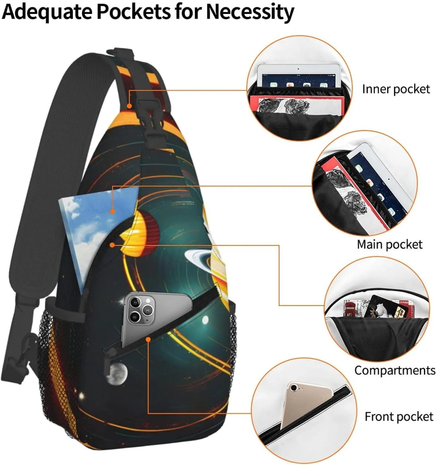 Solar System Jupiter Saturn Sling Backpack,Men Cross Chest Bag Diagonally,Shoulder Bag For Outdoor Travel Cycling Bag