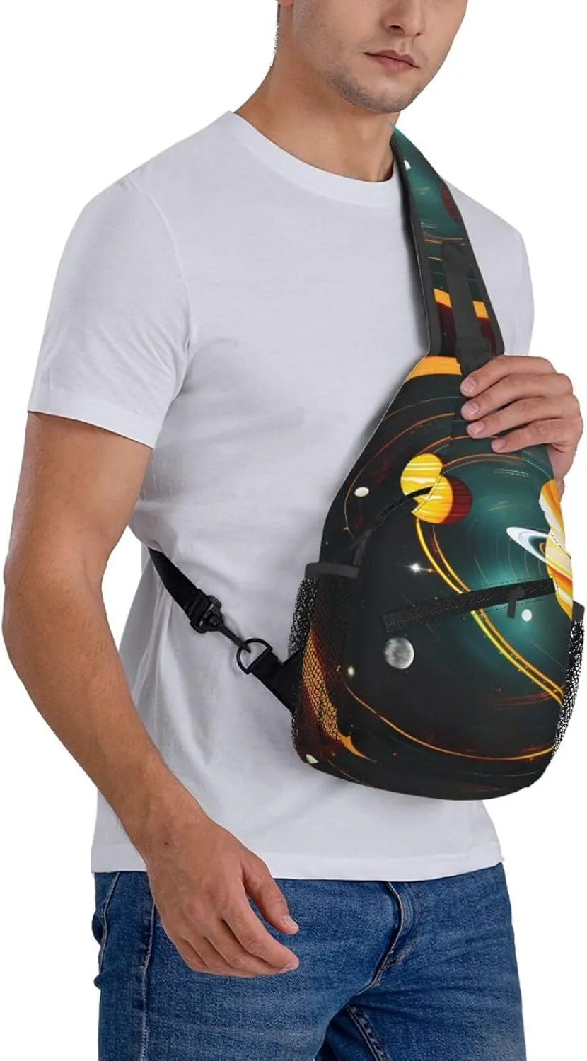 Solar System Jupiter Saturn Sling Backpack,Men Cross Chest Bag Diagonally,Shoulder Bag For Outdoor Travel Cycling Bag