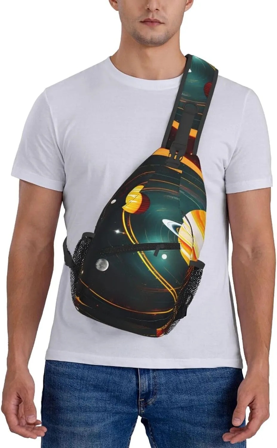 Solar System Jupiter Saturn Sling Backpack,Men Cross Chest Bag Diagonally,Shoulder Bag For Outdoor Travel Cycling Bag