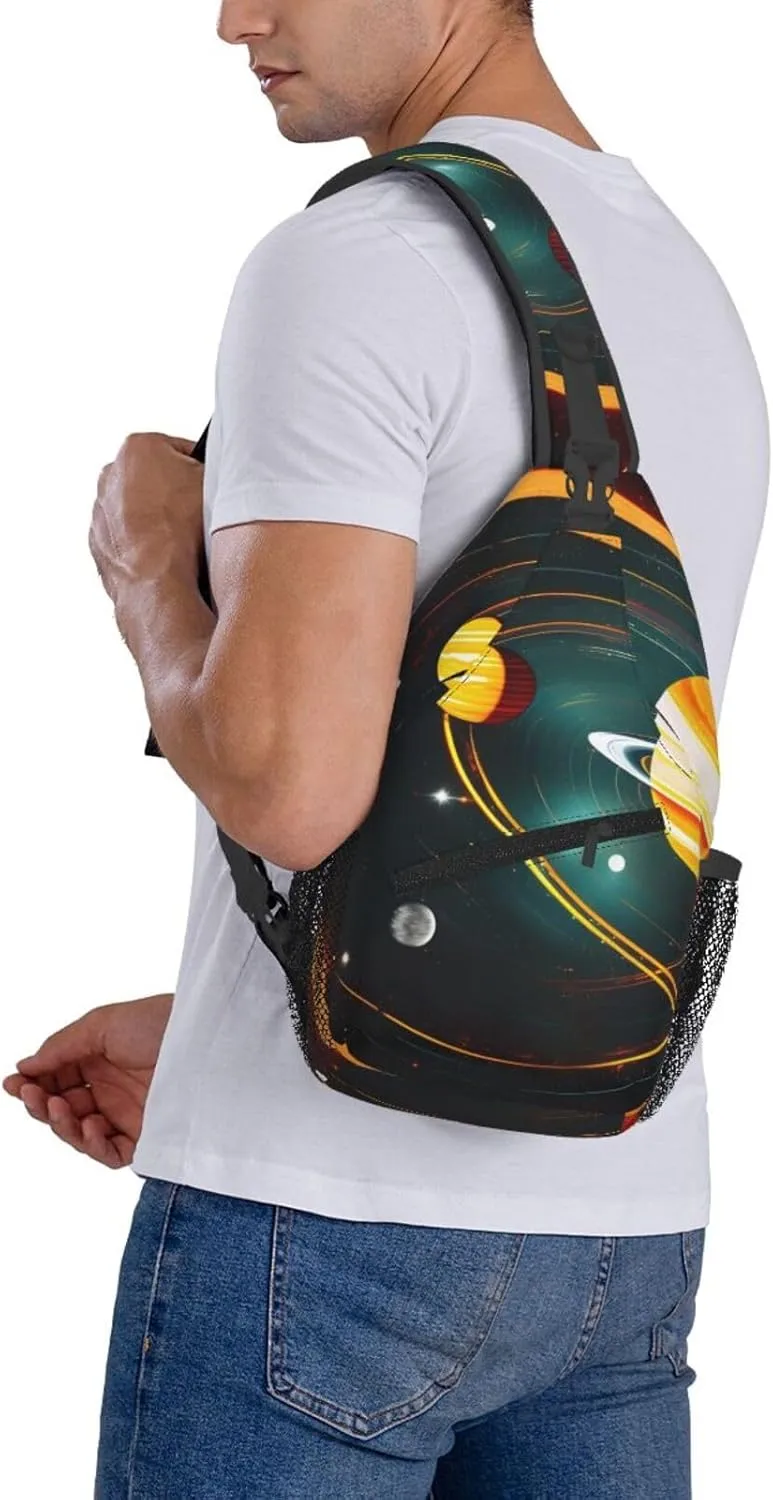 Solar System Jupiter Saturn Sling Backpack,Men Cross Chest Bag Diagonally,Shoulder Bag For Outdoor Travel Cycling Bag
