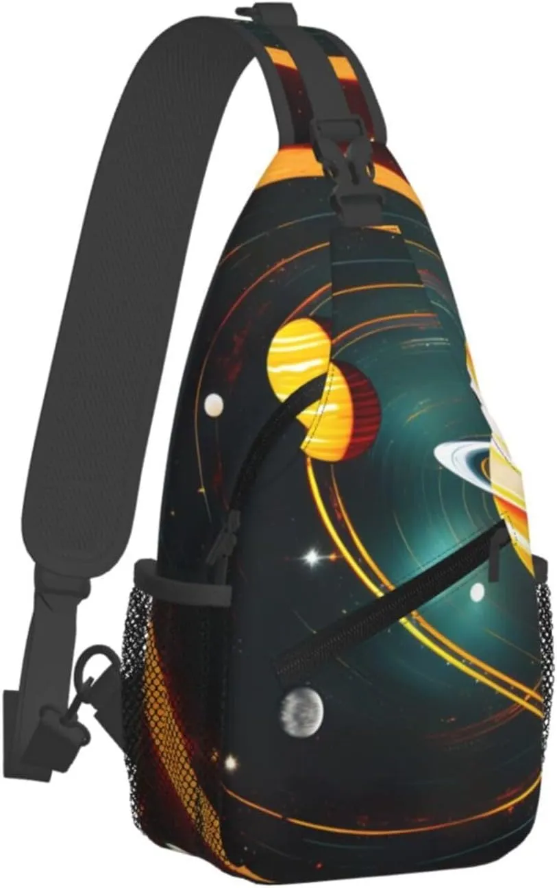 Solar System Jupiter Saturn Sling Backpack,Men Cross Chest Bag Diagonally,Shoulder Bag For Outdoor Travel Cycling Bag