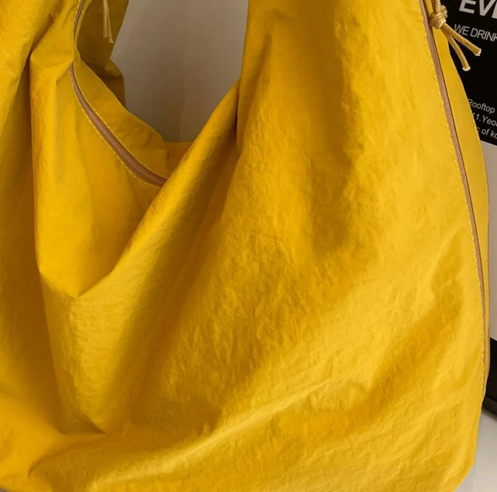 Solid Color Draped Tote Bag for Woman Large Capacity Shoulder Bag Versatile Slouchy Hobo Bag Travel Sport Everyday Use