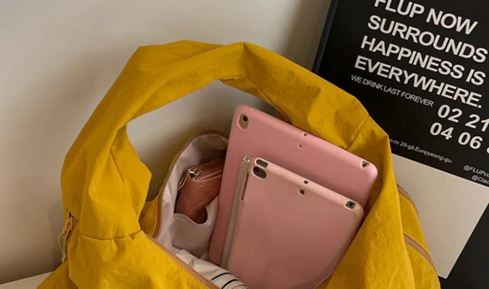 Solid Color Draped Tote Bag for Woman Large Capacity Shoulder Bag Versatile Slouchy Hobo Bag Travel Sport Everyday Use
