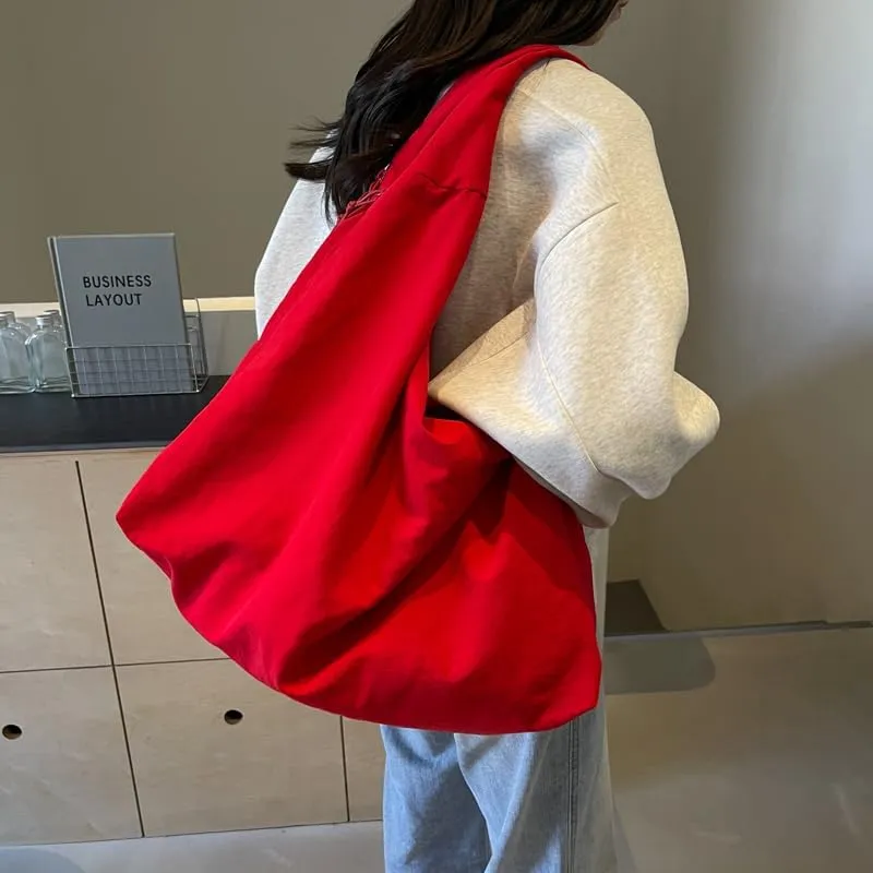 Solid Hobo Shoulder Bag Large Tote Bags For Women Soft Slouchy Handbag Trendy Purse Work Travel