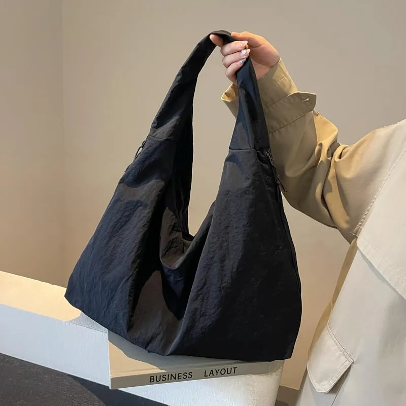 Solid Hobo Shoulder Bag Large Tote Bags For Women Soft Slouchy Handbag Trendy Purse Work Travel