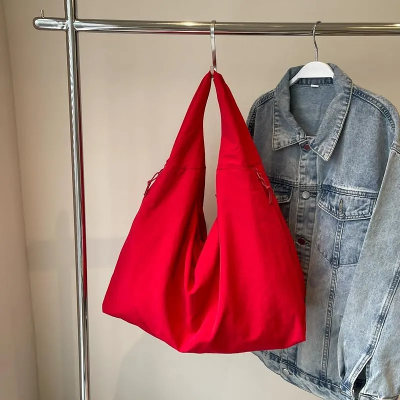 Solid Hobo Shoulder Bag Large Tote Bags For Women Soft Slouchy Handbag Trendy Purse Work Travel