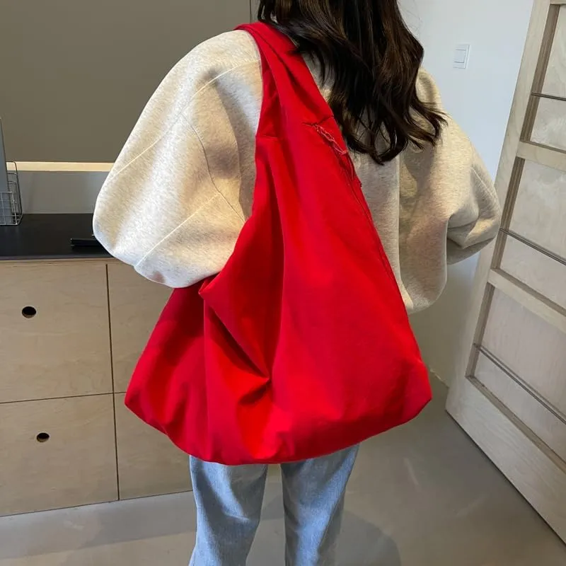 Solid Hobo Shoulder Bag Large Tote Bags For Women Soft Slouchy Handbag Trendy Purse Work Travel