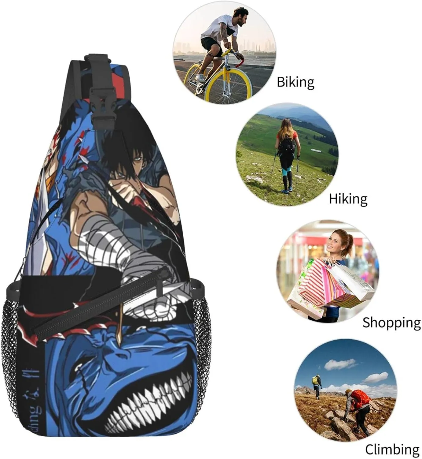 Solo Manga Leveling Crossbody Sling Backpack Sling Bag Multipurpose Travel Hiking Chest Bag Daypack for Women Men