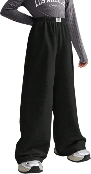 SOLY HUX Girl's Wide Leg Sweatpants Elastic High Waisted Loose Baggy Pants with Pockets