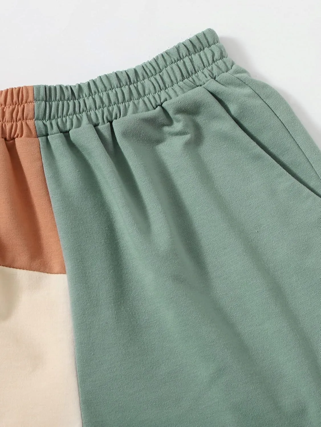 SOLY HUX Women's Casual Elastic Shorts Running High Waisted Color Block Sweat Shorts with Pockets