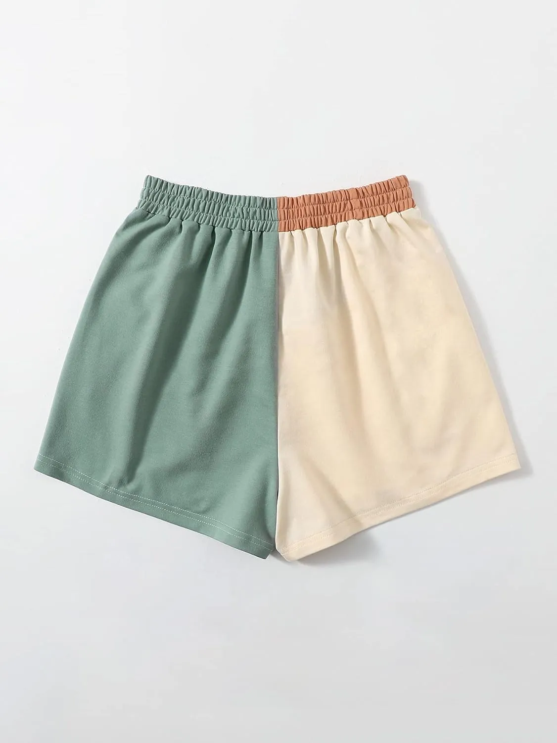 SOLY HUX Women's Casual Elastic Shorts Running High Waisted Color Block Sweat Shorts with Pockets