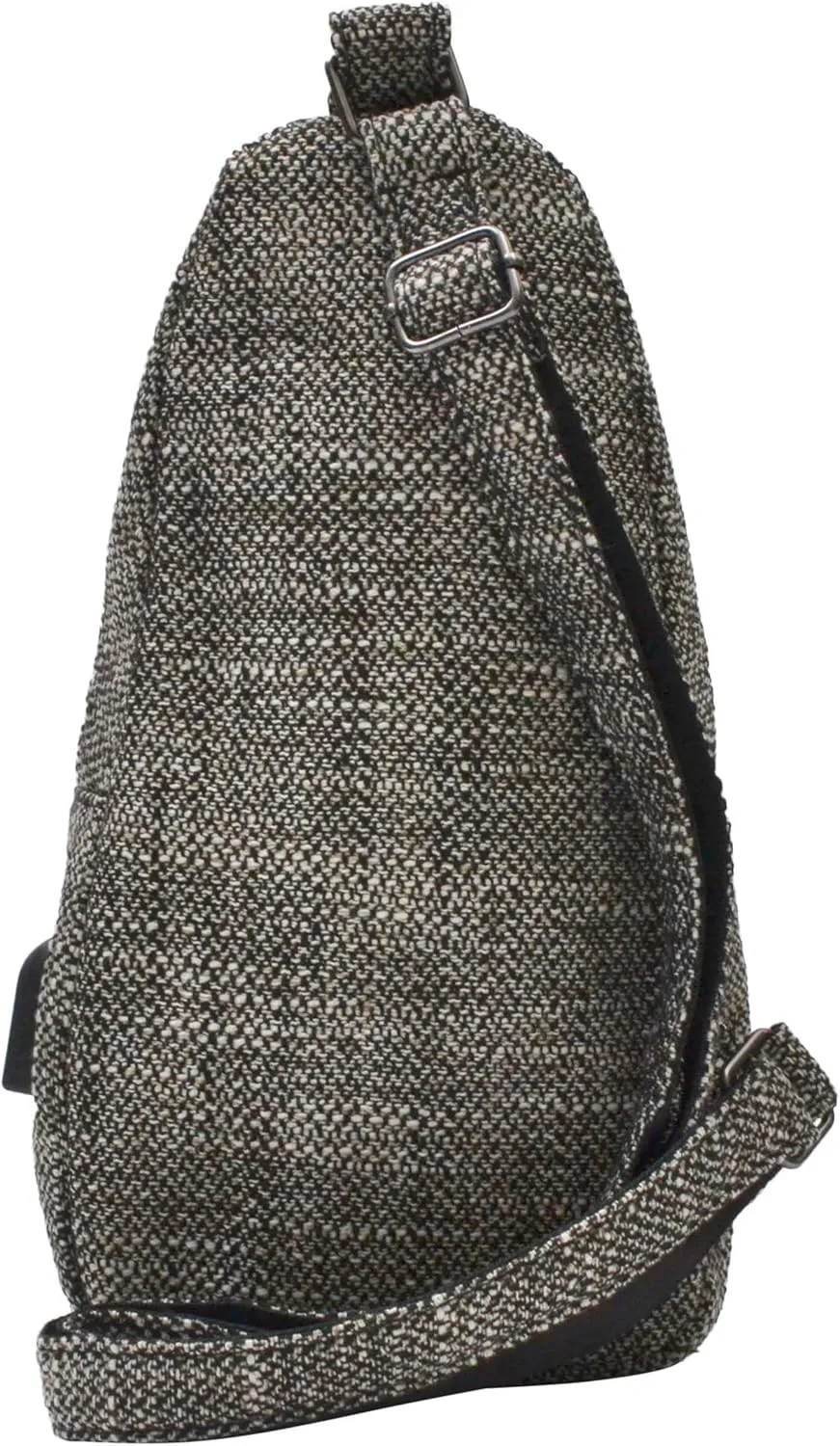 Sonoma Antitheft Daypack Crossbody Sling Backpack, USB Charging, Lightweight Day Pack for Travel, Hiking, Everyday, Regular Black/White Tweed