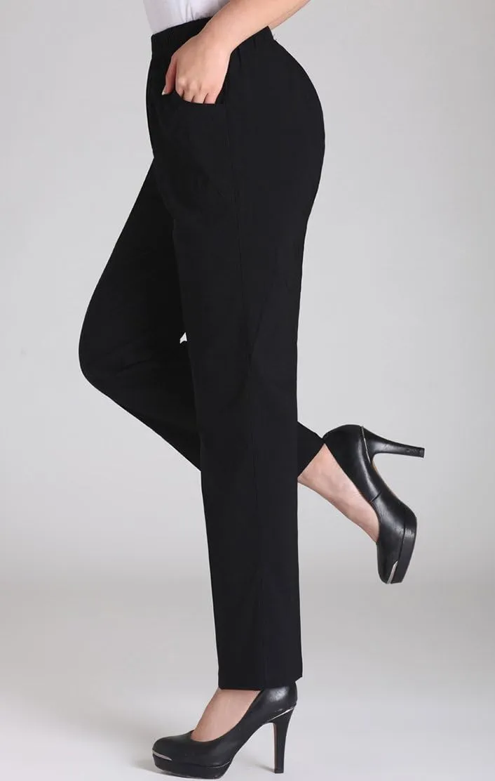 Soojun Womens Summer Elastic Waist Comfy Stretch Pull On Pants