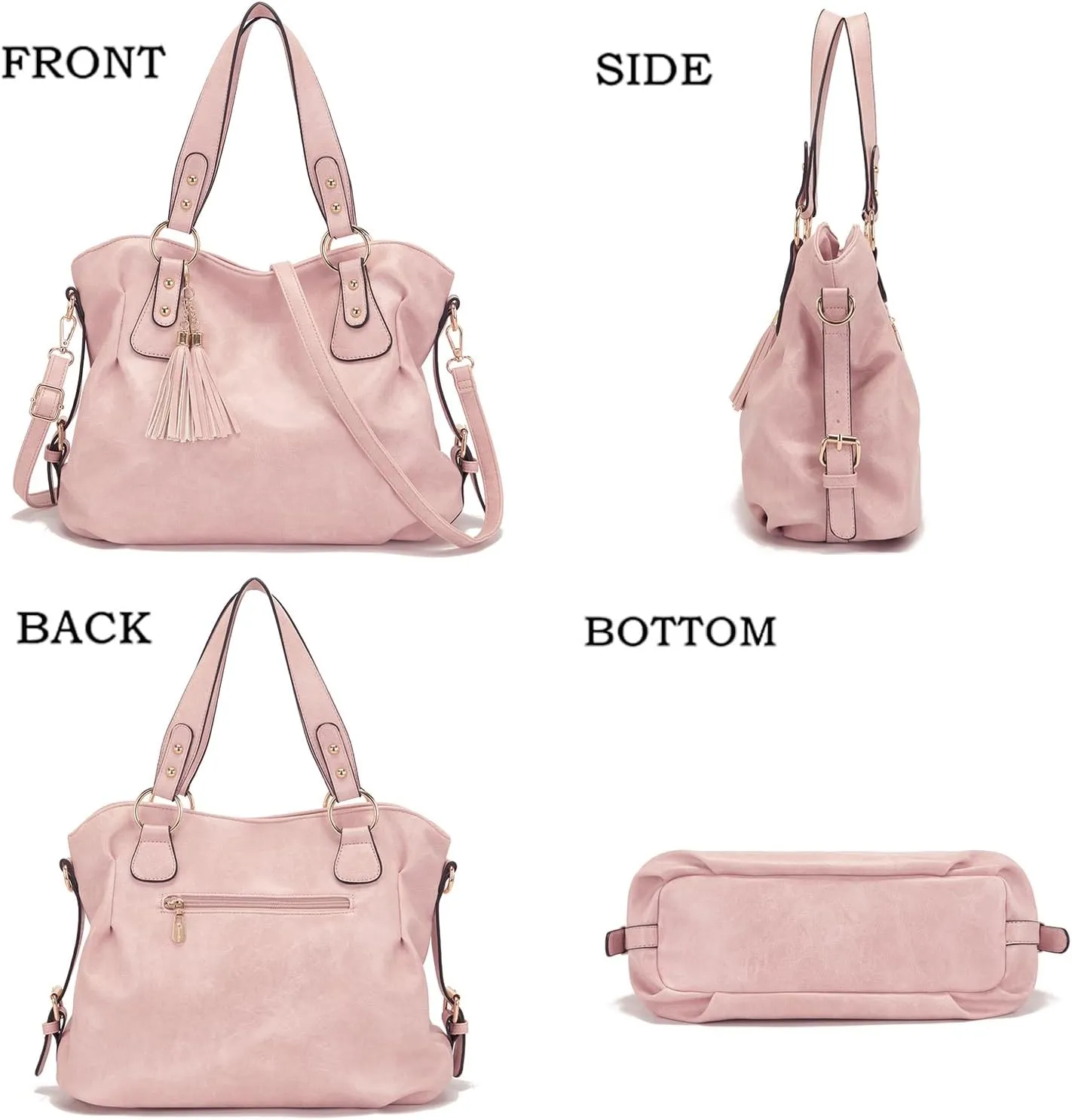 Soperwillton Fashion Handbag for Women Shoulder Bag Top Handle Satchel Hobo Tote Bag Purse Set 4pcs