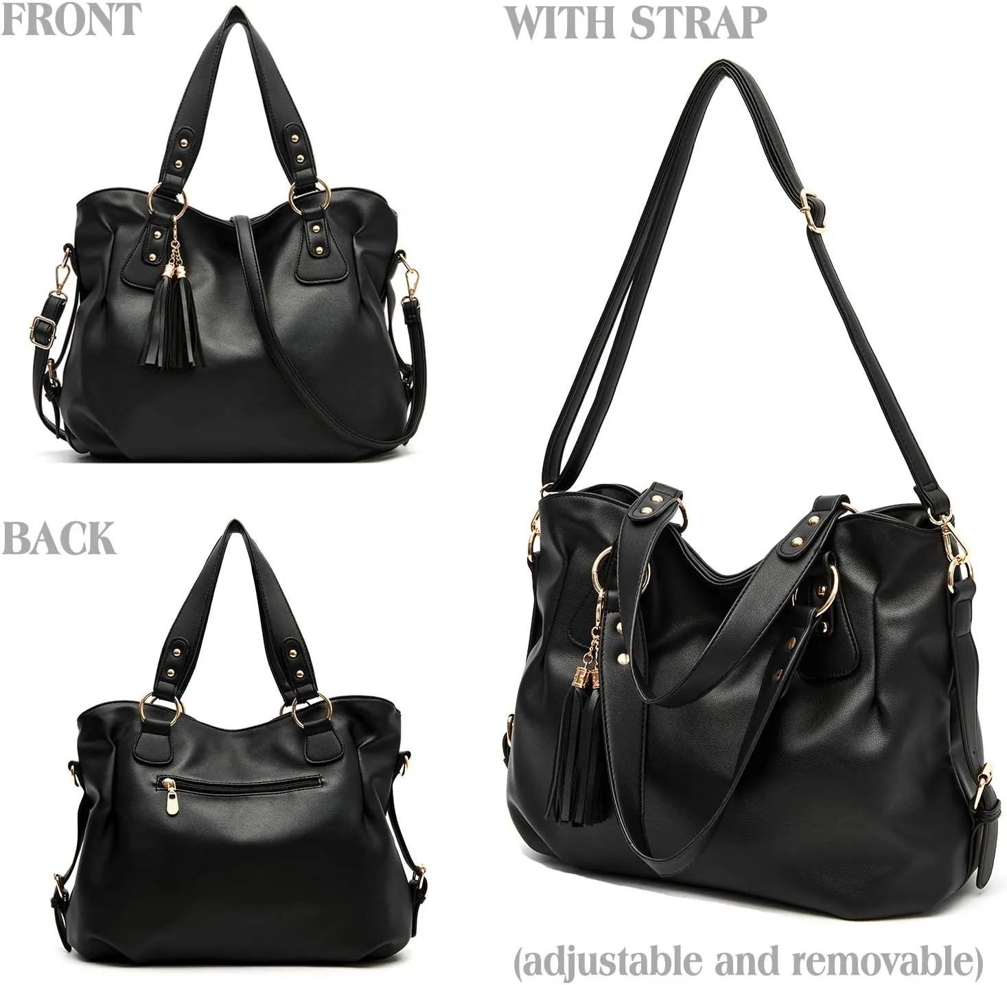 Soperwillton Fashion Handbag for Women Shoulder Bag Top Handle Satchel Hobo Tote Bag Purse Set 4pcs