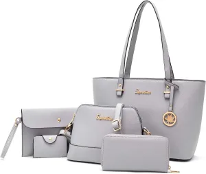 Soperwillton Handbag for Women Wallet Tote Bag Shoulder Bags Top Handle Satchel 5pcs Purse Set