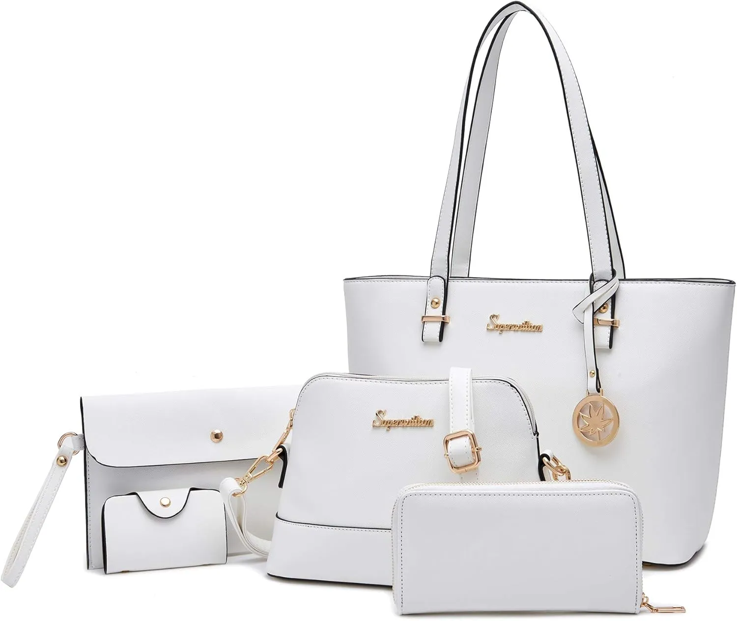 Soperwillton Handbag for Women Wallet Tote Bag Shoulder Bags Top Handle Satchel 5pcs Purse Set