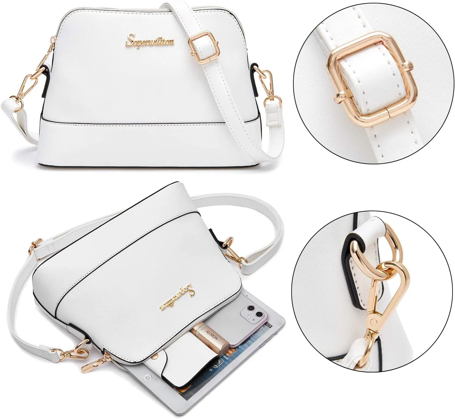 Soperwillton Handbag for Women Wallet Tote Bag Shoulder Bags Top Handle Satchel 5pcs Purse Set