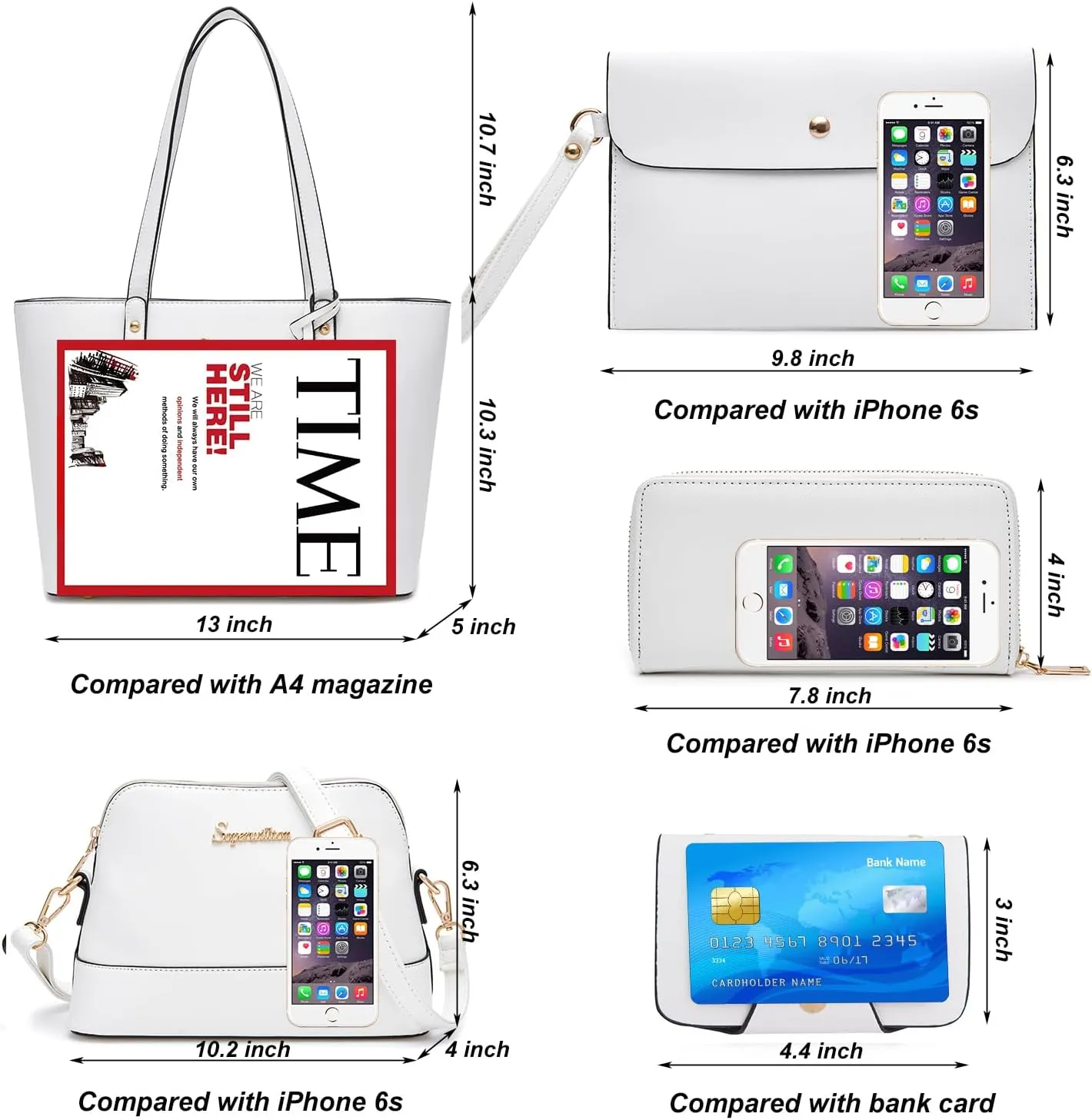 Soperwillton Handbag for Women Wallet Tote Bag Shoulder Bags Top Handle Satchel 5pcs Purse Set