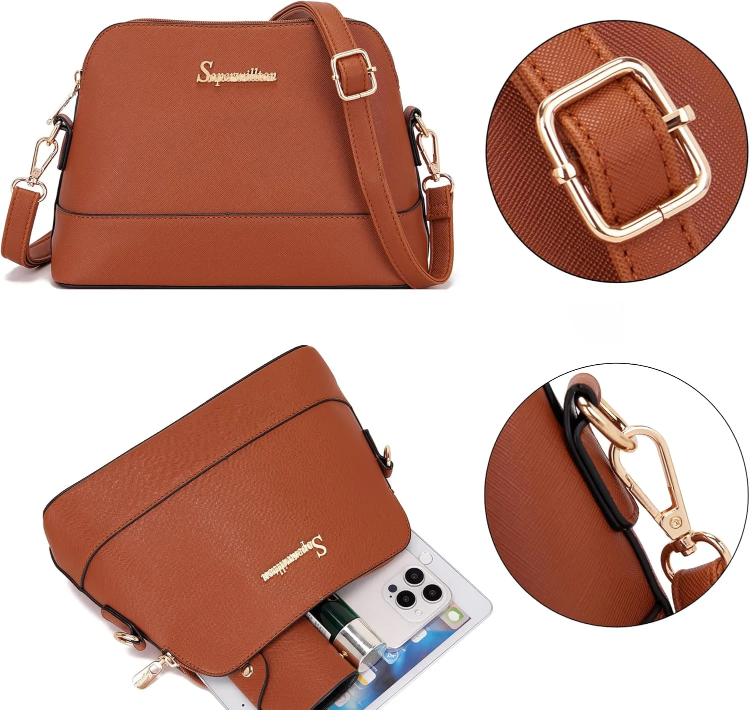 Soperwillton Handbag for Women Wallet Tote Bag Shoulder Bags Top Handle Satchel 5pcs Purse Set