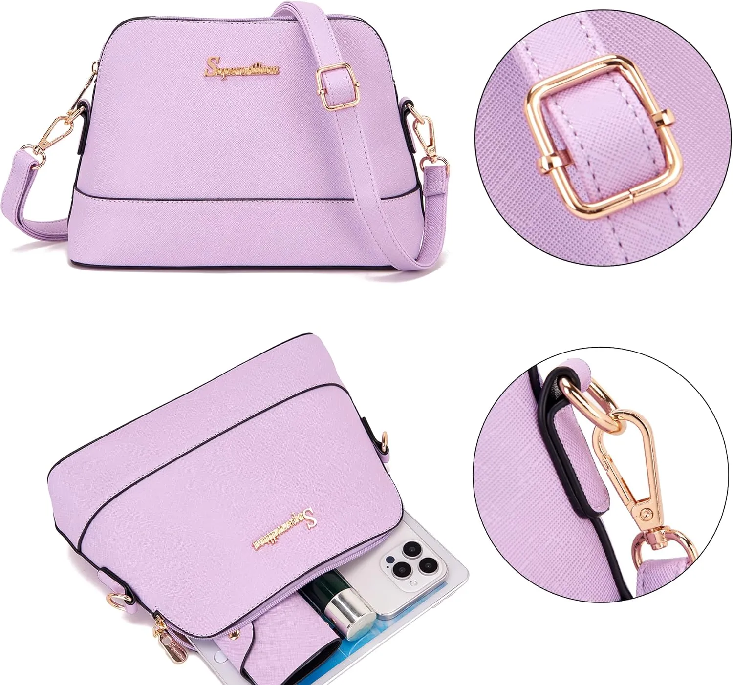Soperwillton Handbag for Women Wallet Tote Bag Shoulder Bags Top Handle Satchel 5pcs Purse Set