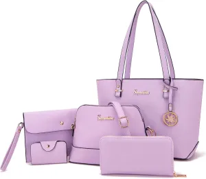 Soperwillton Handbag for Women Wallet Tote Bag Shoulder Bags Top Handle Satchel 5pcs Purse Set
