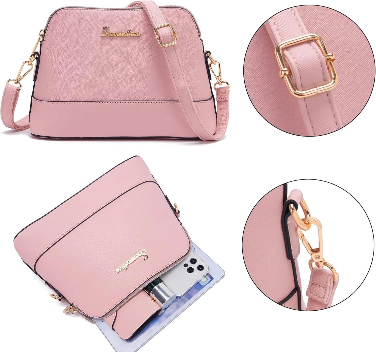 Soperwillton Handbag for Women Wallet Tote Bag Shoulder Bags Top Handle Satchel 5pcs Purse Set