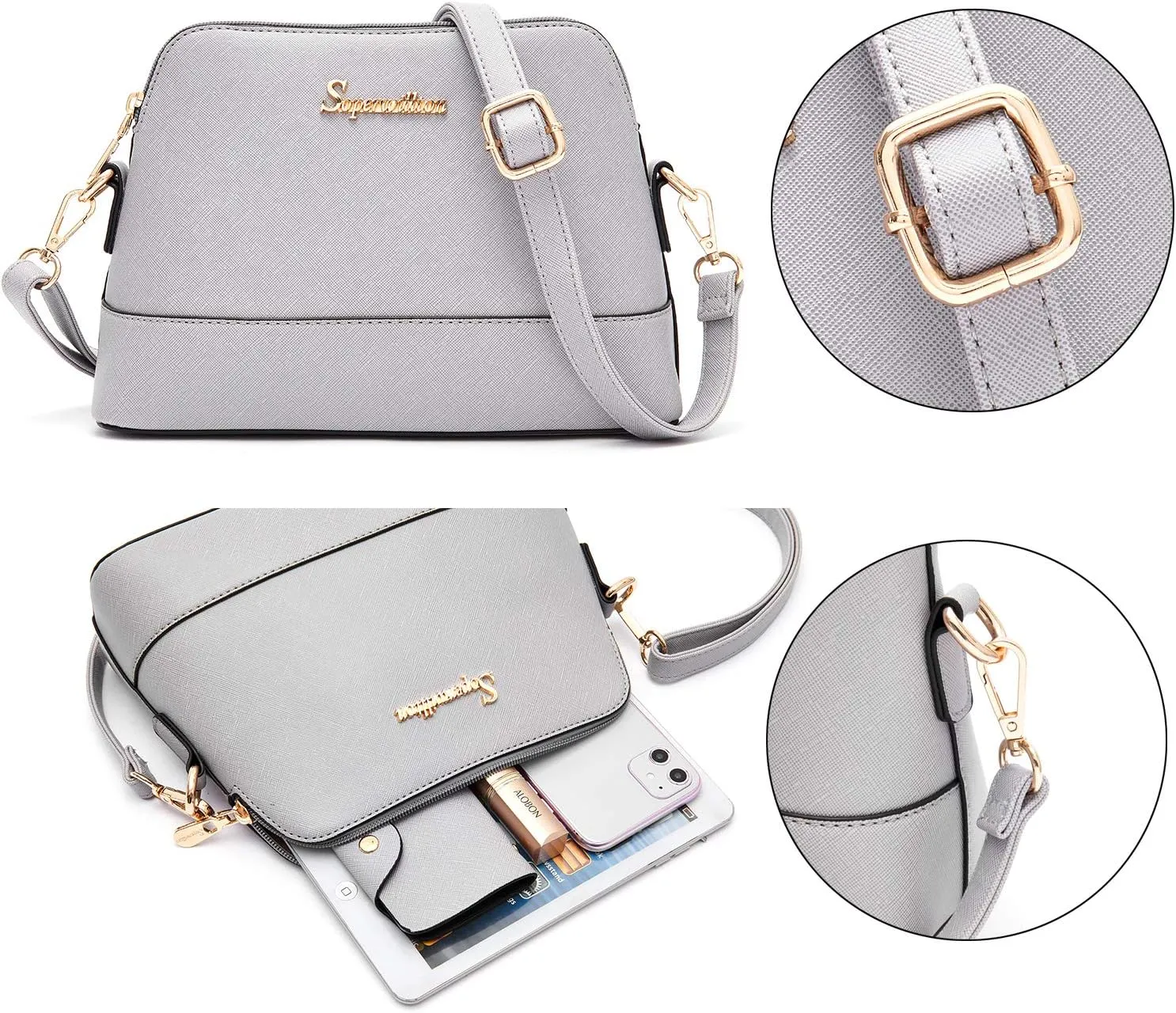 Soperwillton Handbag for Women Wallet Tote Bag Shoulder Bags Top Handle Satchel 5pcs Purse Set
