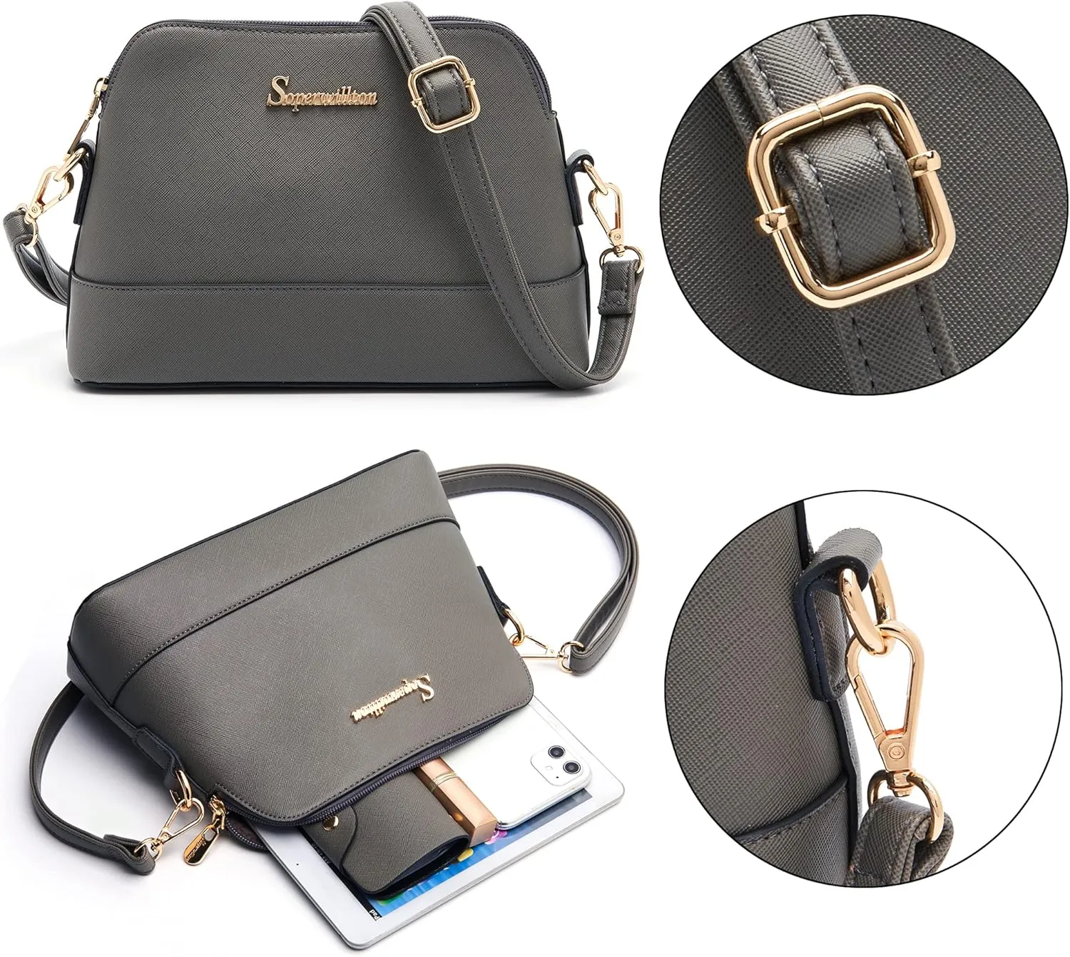 Soperwillton Handbag for Women Wallet Tote Bag Shoulder Bags Top Handle Satchel 5pcs Purse Set