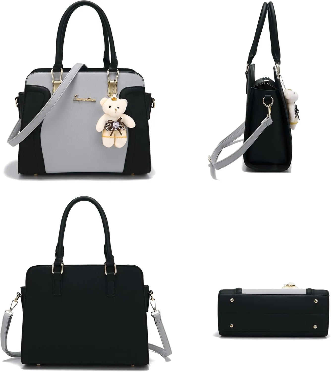 Soperwillton Purses for Women Crossbody Shoulder Handbags Top Handle Satchel Tote Bag Wallet Set 3pcs