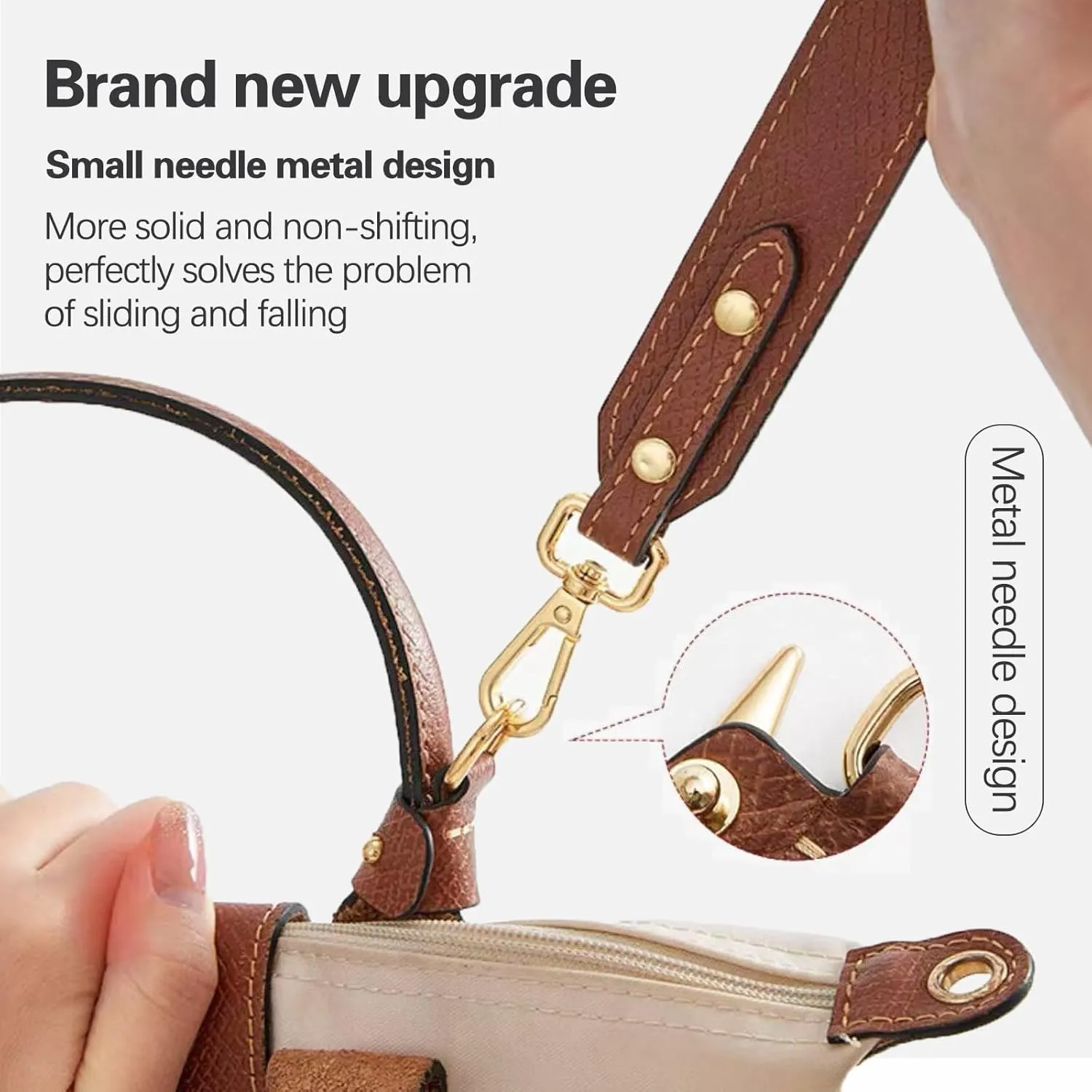 Soupiar Leather Purse Strap Replacement Crossbody, Longchamp 51inch Extra Long Adjustable Thin Shoulder Bag Pouch (Black)