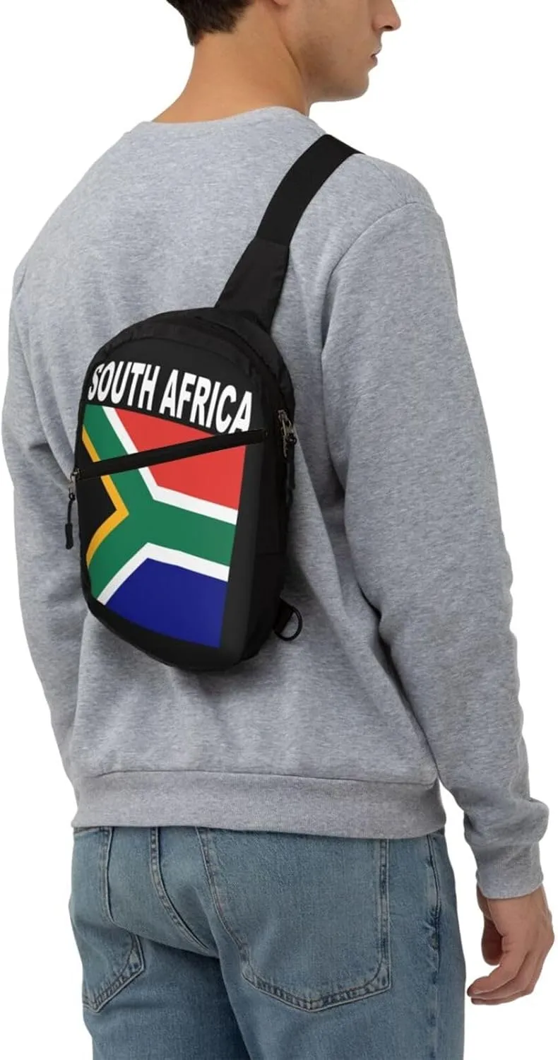 South Africa Flag Crossbody Bag Portable Sling Bags Foldable Chest Daypack Reusable Sports Shoulder Backpack Diagonally Casual Rucksack Travel Bag