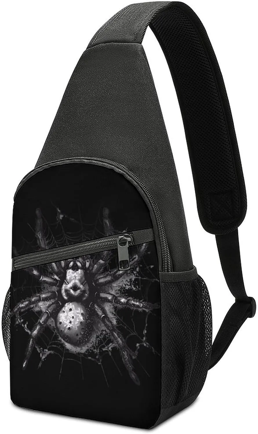 Spider Animal Motif Crossbody Sling Bags Chest Shoulder Backpack DayPack Handbag