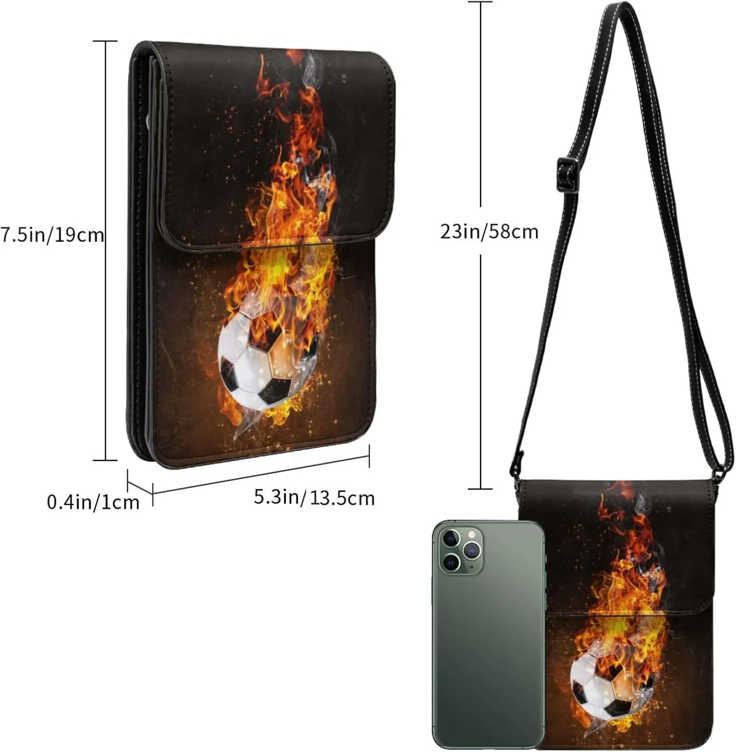 Sport Balls Football Champ Winner Leather Crossbody Phone Purse for Women Cute Wallet Bags Lightweight Mini Sling Bag