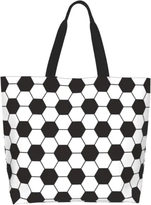 Sport Soccer Large Tote Bag Simple Casual Portable Shoulder Bags Reusable Grocery Handbag For Women Gym Travel