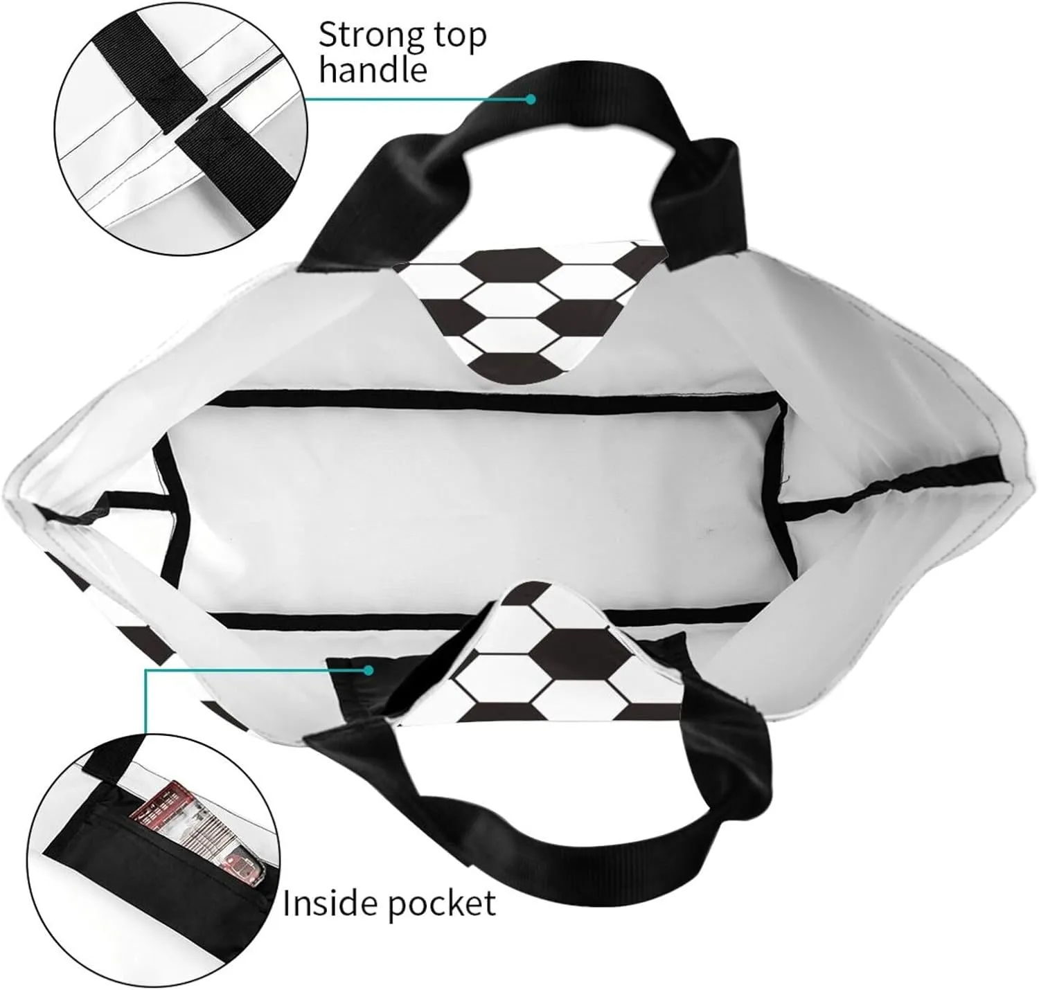 Sport Soccer Large Tote Bag Simple Casual Portable Shoulder Bags Reusable Grocery Handbag For Women Gym Travel