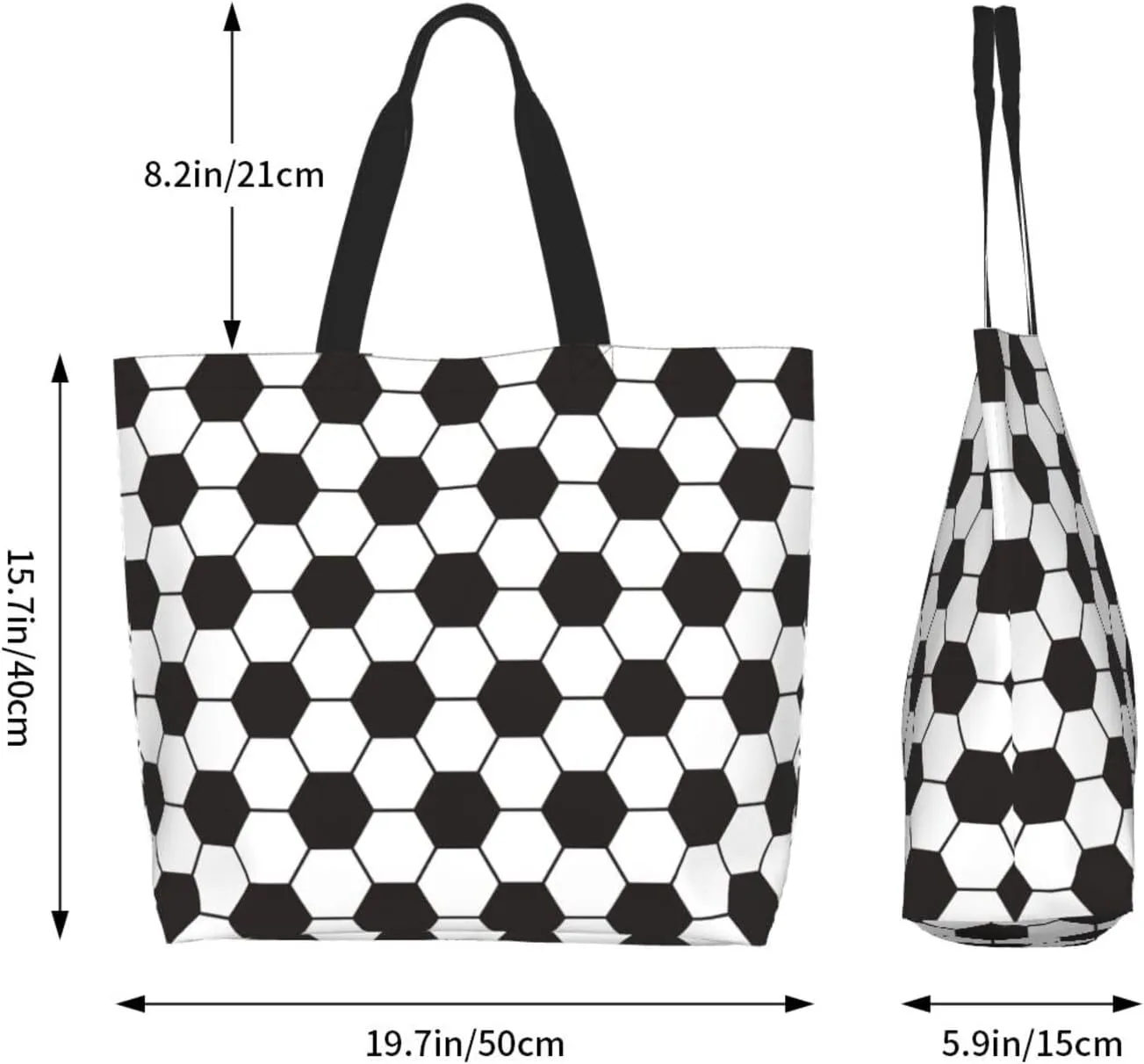 Sport Soccer Large Tote Bag Simple Casual Portable Shoulder Bags Reusable Grocery Handbag For Women Gym Travel